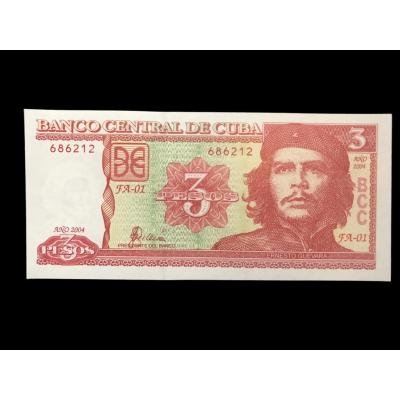 Ernesto Che GUEVARA resimli orjinal Küba parası - 3 Pesos