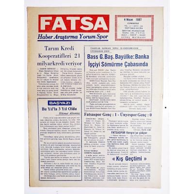 Fatsa Haber Araştırma Yorum Spor gazetesi 4 Nisan 1987 - Gazete