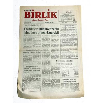 Gebze Birlik Siyasi bağımsız gazete 18 Temmuz 1989