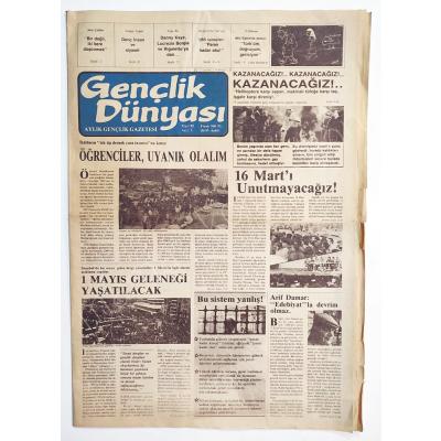 Gençlik Dünyası Aylık Gençlik Gazetesi Mart 1988 - Gazete