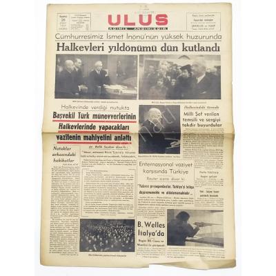 Halkevleri yıldönümü dün kutlandı / Ulus gazetesi 26 Şubat 1940 - Efemera