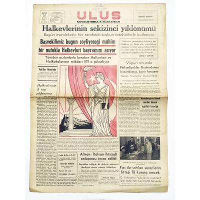 Halkevlerinin sekizinci yıldönümü / Ulus gazetesi 25 Şubat 1940 - Efemera