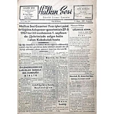 Halkın Sesi Gazetesi ADAPAZARI - 7 Mayıs 1959