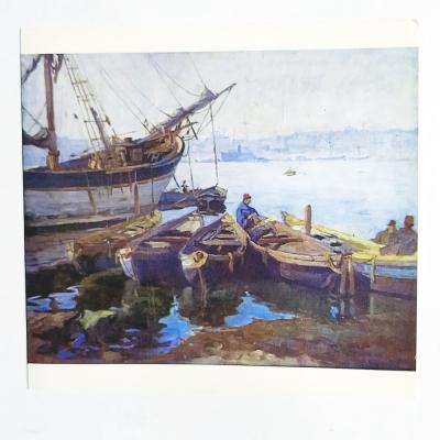 Hikmet ONAT - Kıyıda balıkçılar / Kültür bakanlığı. açılır kartpostal