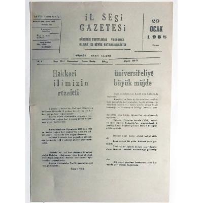 İl Sesi Gazetesi. 29 Ocak 1988 Hakkari - Eski Gazete