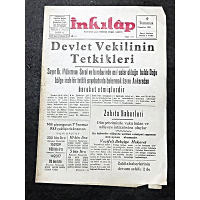 İnkılap gazetesi ERZURUM - 9 Temmuz 1955