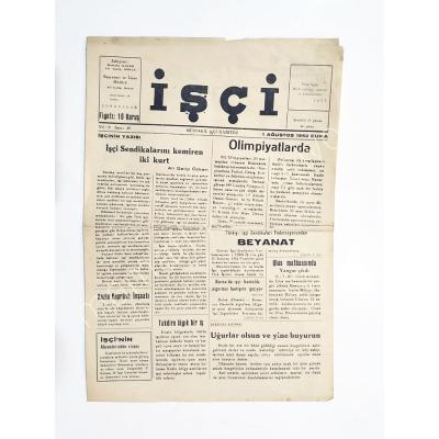 İşçi Müstakil İşçi Gazetesi 1 Ağustos 1952 ZONGULDAK - Gazete