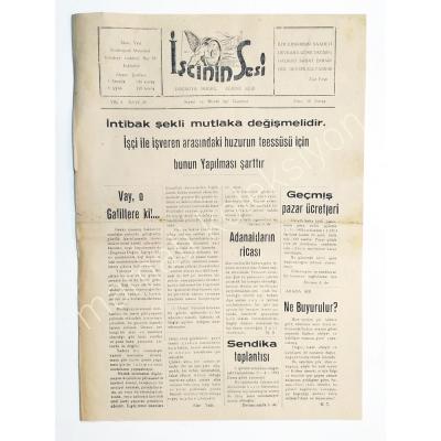 İşçinin Sesi gazetesi 16 Nisan 1954 ESKİŞEHİR - Gazete