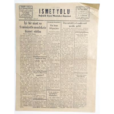 İsmet Yolu gazetesi15 Mayıs 1961 ORDU - Gazete