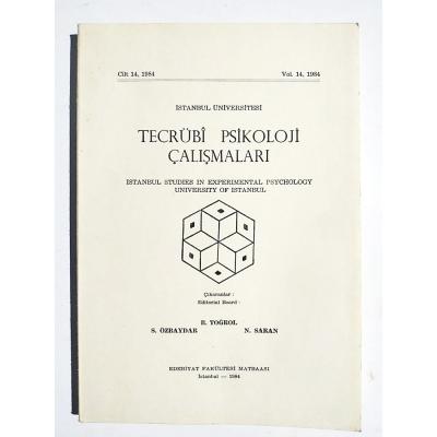 İstanbul Üniversitesi Tecrübi Psikoloji Çalışmaları Cilt 14-1984
