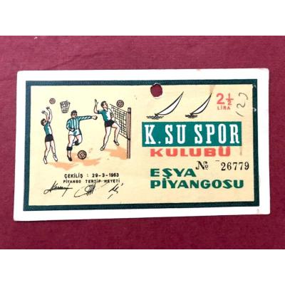 K. Su Spor Kulübü Eşya Piyangosu 1963 - Kınalıada Su Sporları Kulübü