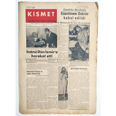 Kısmet gazetesi 10 Mart 1957 TRABZON - Gazete