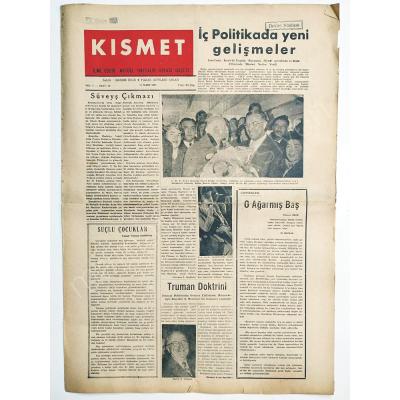 Kısmet gazetesi 17 Mart 1957 TRABZON - Gazete