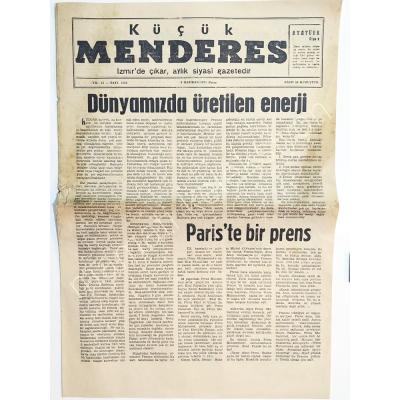Küçük Menderes gazetesi 8 Haziran 1975 İZMİR - Gazete