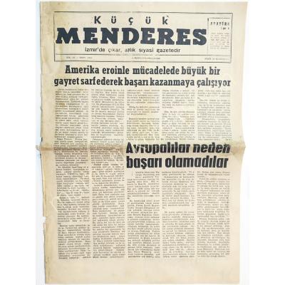 Küçük Menderes gazetesi 8 Mayıs 1975 İZMİR - Gazete