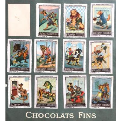 Nestle Kohler Chocolats Fins - 1920'li yıllara ait, 22 adet vinyet / 4X5.5 cm 