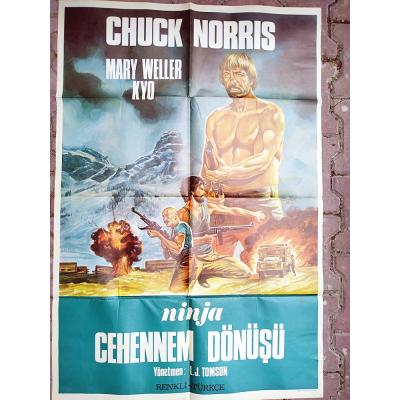 Ninja Cehennem dönüşü - Ömer MUZ çizimi / Film afişi -  Orijinal dönemin baskısıdır, yeni baskı değildir.