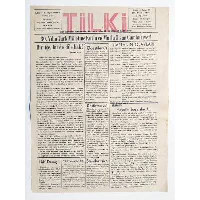 Ordu Tilki gazetesi 28 Ekim 1953 - Efemera