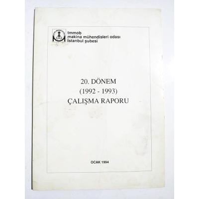 TMMOB 20. dönem 1992-1993 çalışma raporu / Kitap