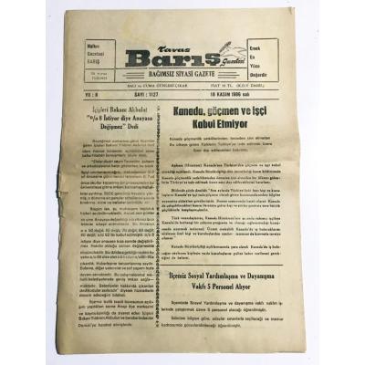 Tavas Barış Gazetesi - 18 Kasım 1986