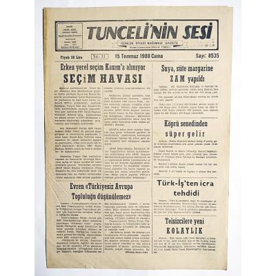 Tunceli'nin Sesi 15 Temmuz 1988 - Eski Gazete