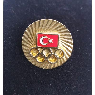Türk bayrağı ve Olimpiyat amblemi - Olimpiyat Rozet