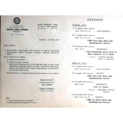Türkiye Kimya Derneği 1977 yılı, Program