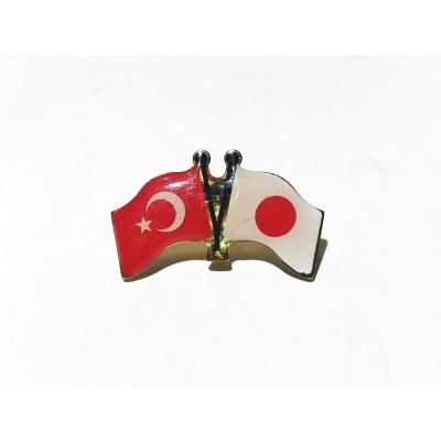 Türkiye ve Japonya - Bayraklı rozet  
