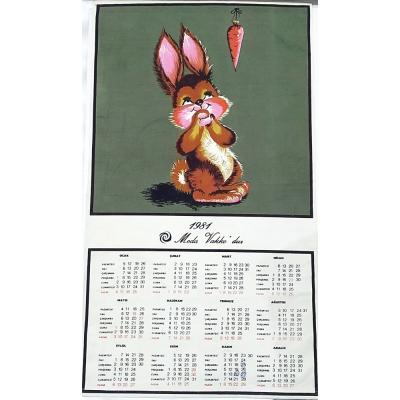Vakko 1981 yılı, tavşanlı bez takvim 40x72