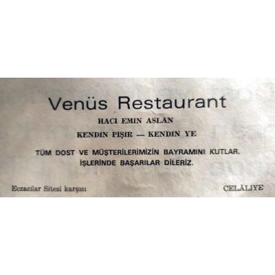 Venüs Restaurant Celaliye / Dergi - gazete reklamları