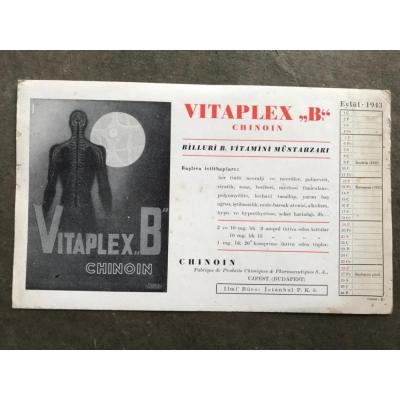 Vitaplex B - Chinoin 1943 yılı. kurutma kağıdı takvim