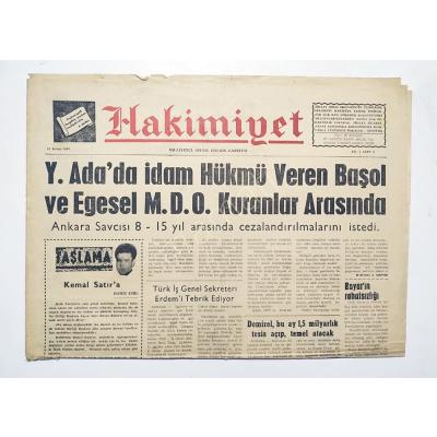 Yassıada Başol, Egesel / 16 Kasım 1967 tarihli Hakimiyet gazetesi - Eski Gazete