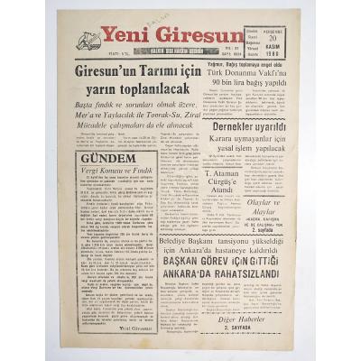 Yeni Giresun gazetesi 20 Kasım 1980 - Eski Gazete