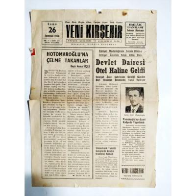 Yeni Kırşehir gazetesi - 26 Mart 1968 / Eski gazeteler