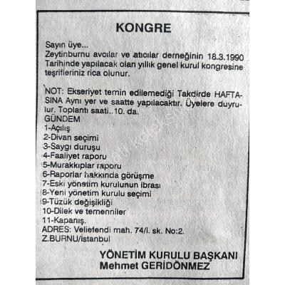 Zeytinburnu Avcılar ve Atıcılar Derneği - Gazete duyurusu