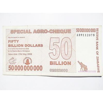 Zimbabwe 50 Billion Dollars - 50 milyon dolar