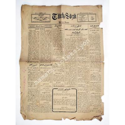 Osmanlıca Türk Sözü gazetesi 20 Eylül 1928 - Eski Gazete