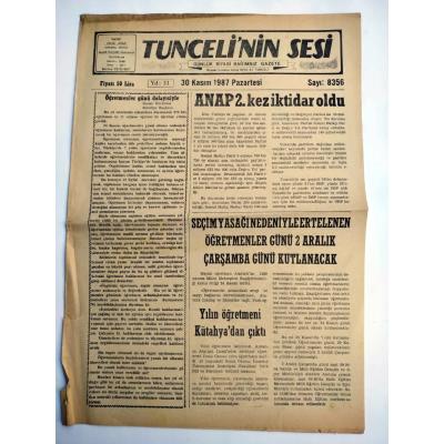 Tunceli'nin Sesi / 30 KASIM 1987 - Gazete