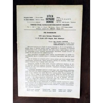 Süer Satranç dergisi / Özbeöz Türk Satrançseverlerinin malıdır. 1970 - Sayı 5