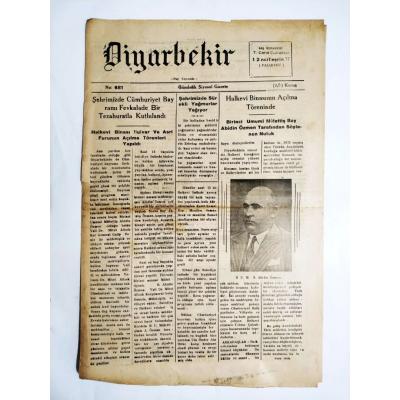 Diyarbakır Halkevi , haberli Diyarbekir gazetesi 12. Teşrin 1937 / Gazete