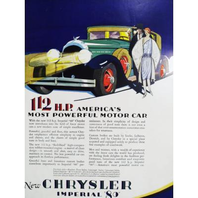 112 H.P. America's most powerful motor car.New Chrysler Imperial 80  / Dergi, gazete reklamı - Efemera