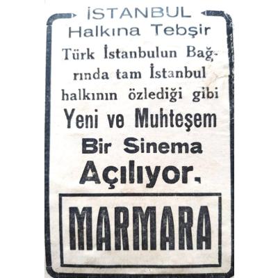 İstanbul halkına tebşir, Bir muhteşem sinema.. MARMARA / Dergi, gazete reklamı - Efemera