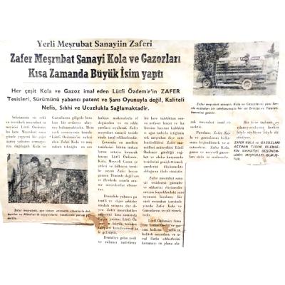 Denizli Zafer Gazozları / Gazete haberi - Efemera