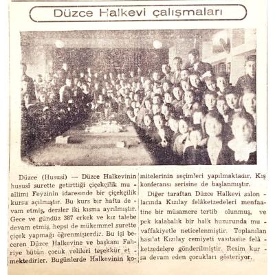 Düzce Halkevi çalışmaları 1940 / Dergi, gazete reklamı - Efemera