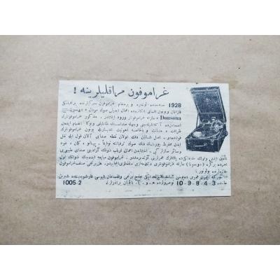 Gramofon meraklılarına  / Osmanlıca dergi reklamı - Efemera