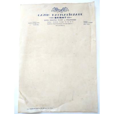 Cazım HACISALİHZADE / sebat Çuval kanaviçe ticaret ve imalathanesi - Antetli kağıt