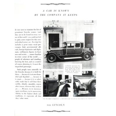 A car is know by the company it keeps - The Jincoln  / Dergi, gazete reklamı - Efemera