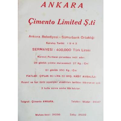Ankara Çimento Limited Şirketi / Dergi, gazete reklamı - Efemera