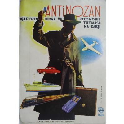 Antiozan Uçak, tren, deniz ve otomobil tutmasına karşı - Atabay laboratuarı / Dergi, gazete reklamı - Efemera