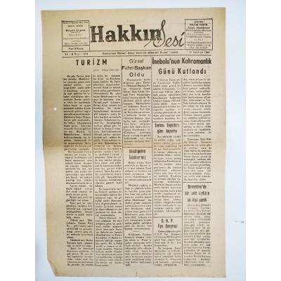 KASTAMONU Hakkın Sesi gazetesi, 10 Haziran 1961- Eski Gazete